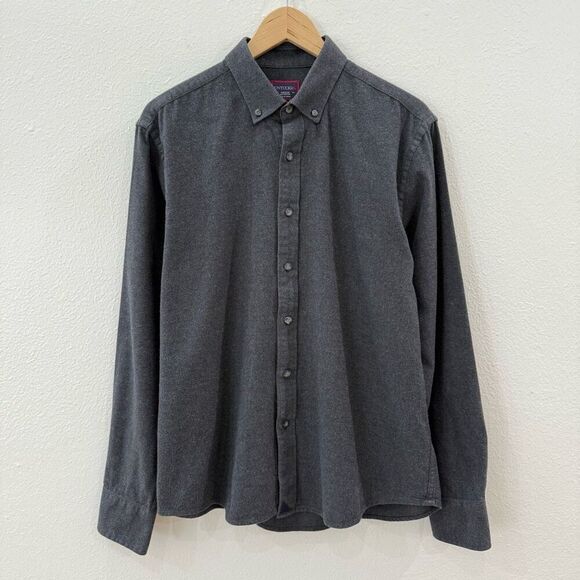 Untuckit Men's Size Medium Grey Long Sleeve Heavy Flannel Button Down Shirt - Picture 1 of 8